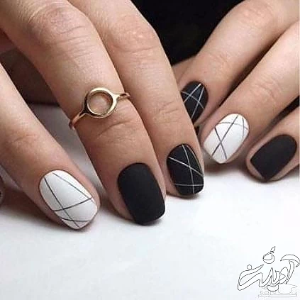 طراحی ناخن سیاه و سفید